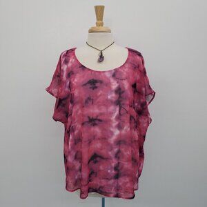 One World Live And Let Live Pink Rhinestone Embellished Blouse Top‎ Plus Size 2X